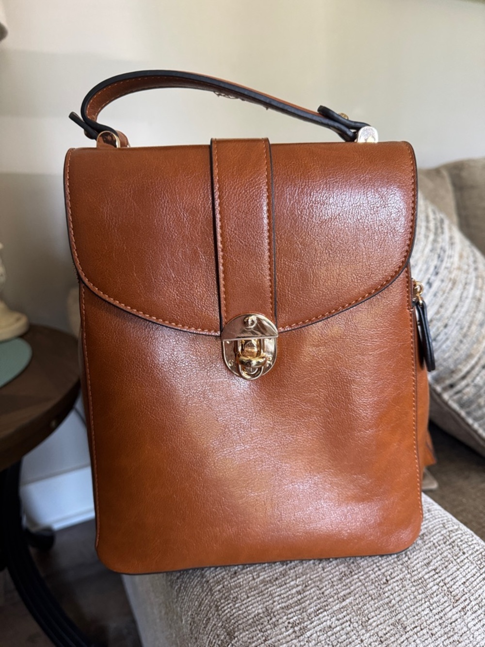 Classic Tan Leather Top-Handle Backpack - Timeless Everyday Carry